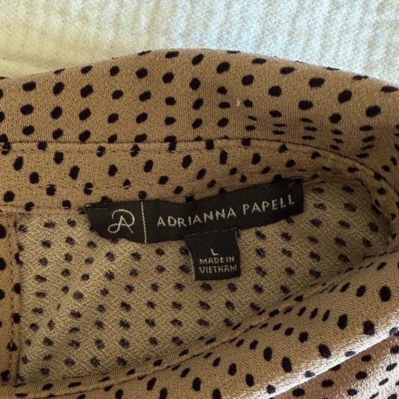 Adrianna Pink & Brown Polka Dot Blouse / L - Picture 2 of 8